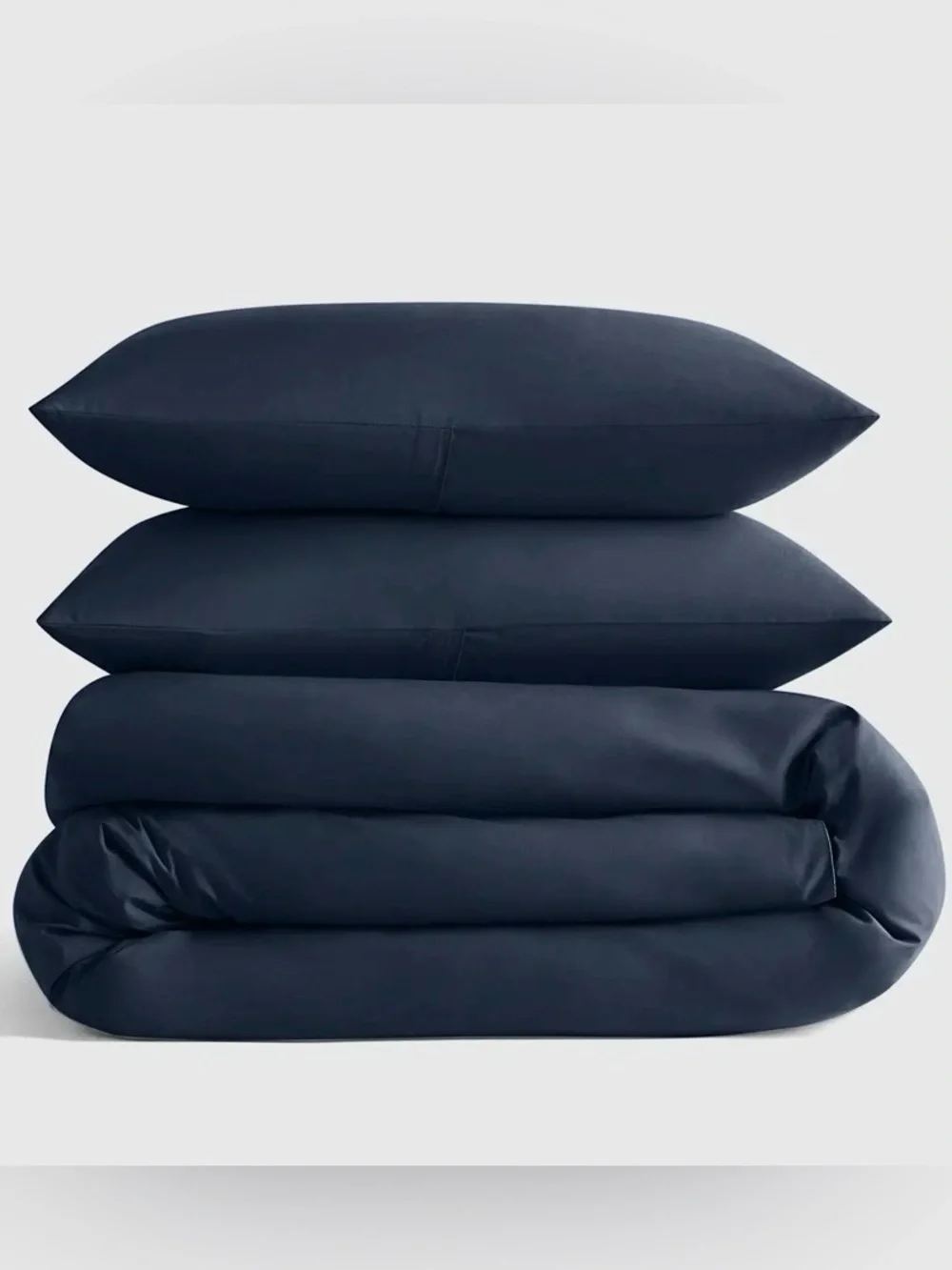Quince Organic Crisp Percale 3 Piece Duvet Cover Set, King/Cal (Navy)